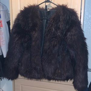 Purple faux fur jacket